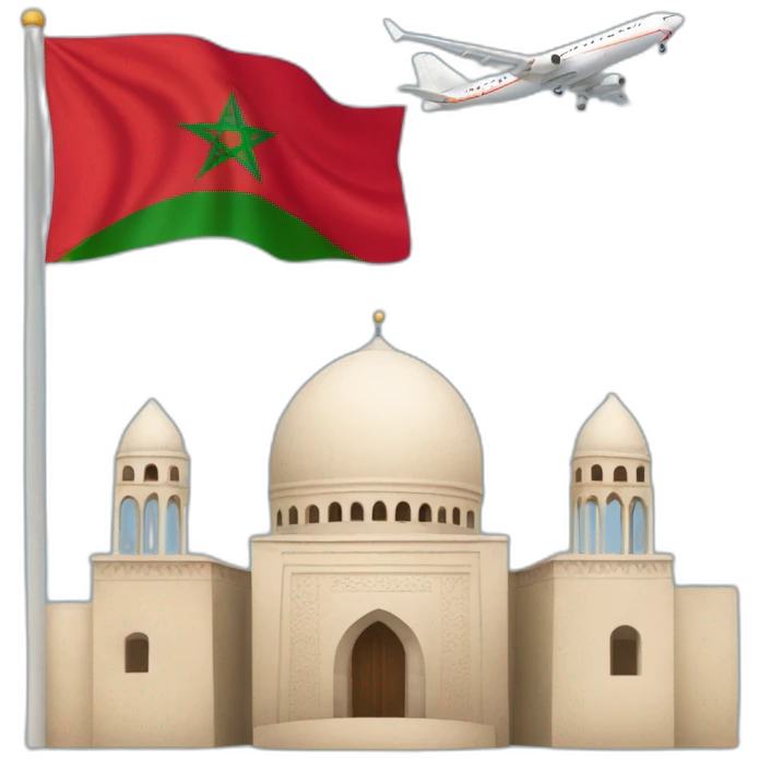 deux bulding et avion crach avec drapeau maroc emoji
