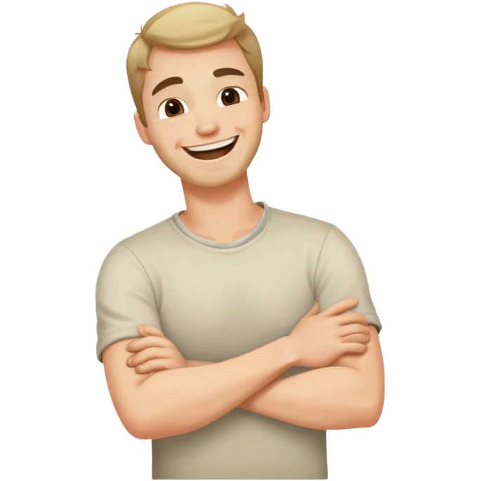 arms crossed holding neck laughing guy emoji