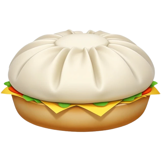Steamed stuffed bun Baozi with visible pleated top, simplified emoji style with bold outlines and bright colors, cartoon style Chinese street snack emoji