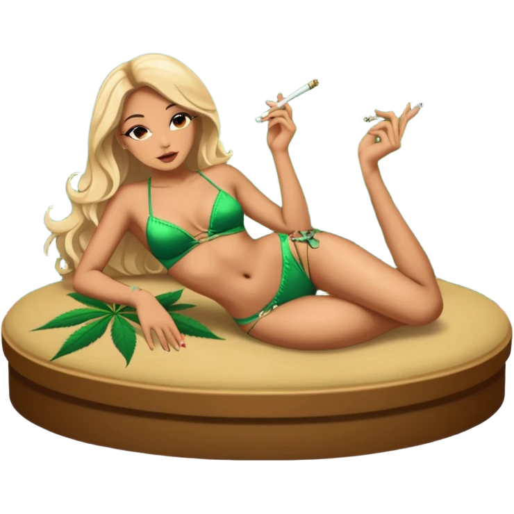 Light skin Exotic dancer lying on stage smoking weed emoji