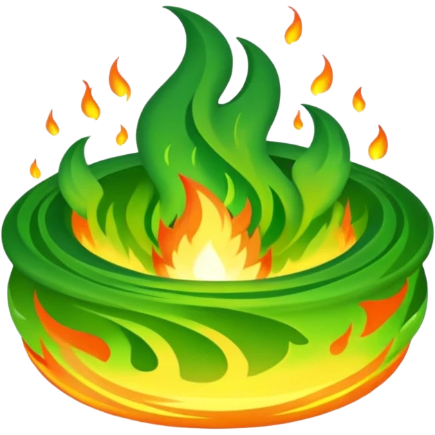 green fire in flat ancient  emoji