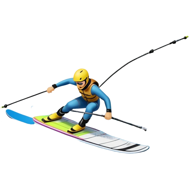 An icon featuring a close-up collage of water skis, splashing water across the surface. The design highlights the motion of the skis cutting through the water. Transparent background emphasizes the thrill of water skiing. emoji