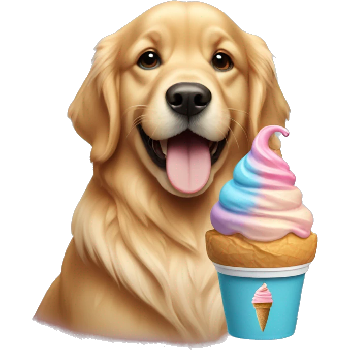 golden retriever with ice cream cone  emoji