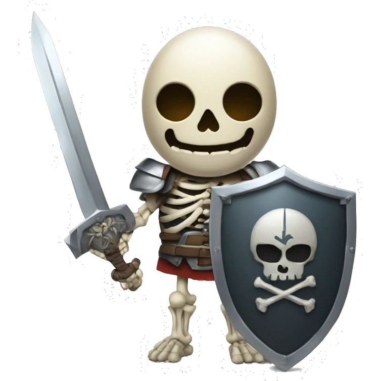 a skeleton with a armor a sword and a shield emoji