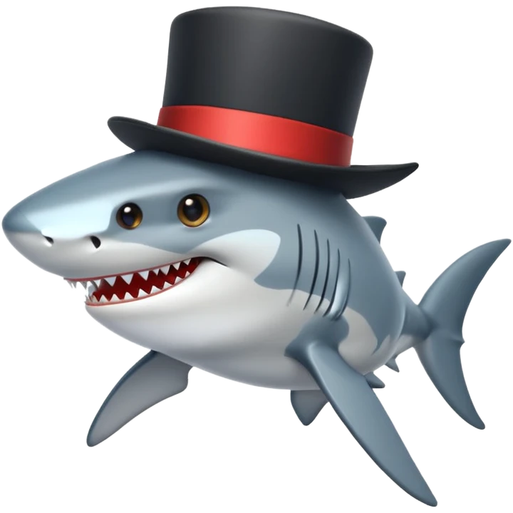 Shark with a top hat emoji