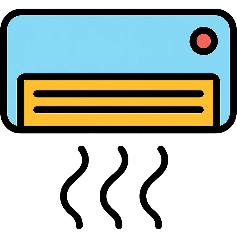 wall mounted air cooler, color outline icon style, with airflow lines emoji
