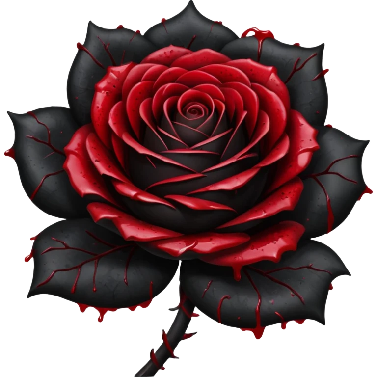 A pitch black aesthetic rose with blood splatter on it  emoji