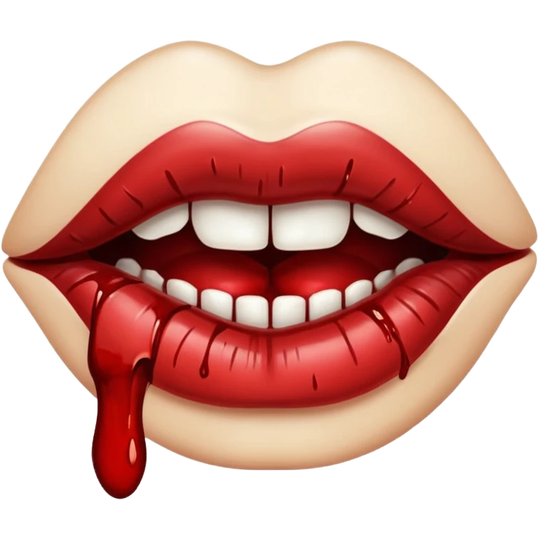 Creepy lips with blood emoji