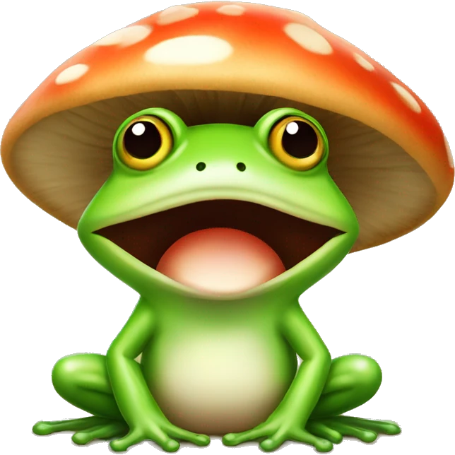 Cute frog with mushroom hat emoji
