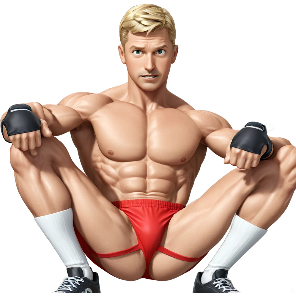 muscular blonde boy posing emoji