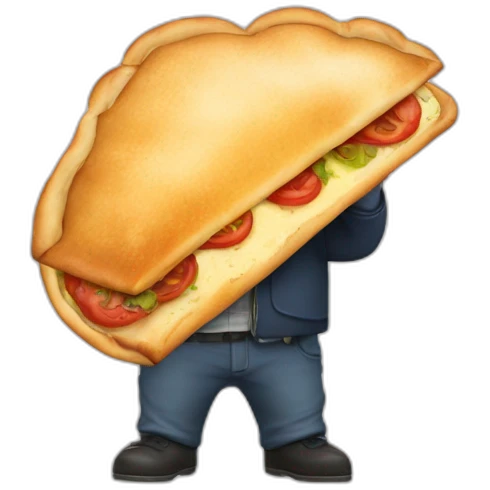 dicker weißer mann mit calzone in der hand emoji
