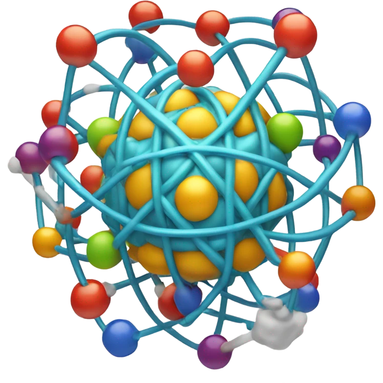 an atom with a human brain in the core emoji