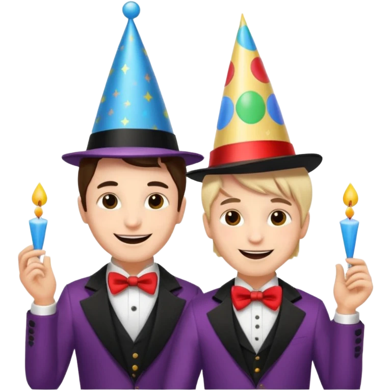 magician couple celebrat boy birthday  emoji