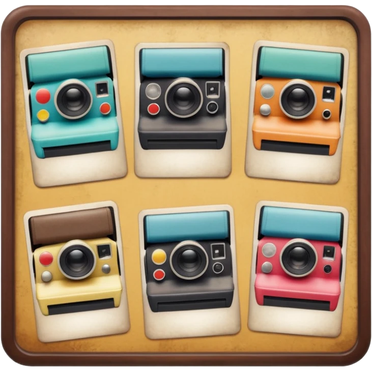 board with 6 polaroid photo emoji