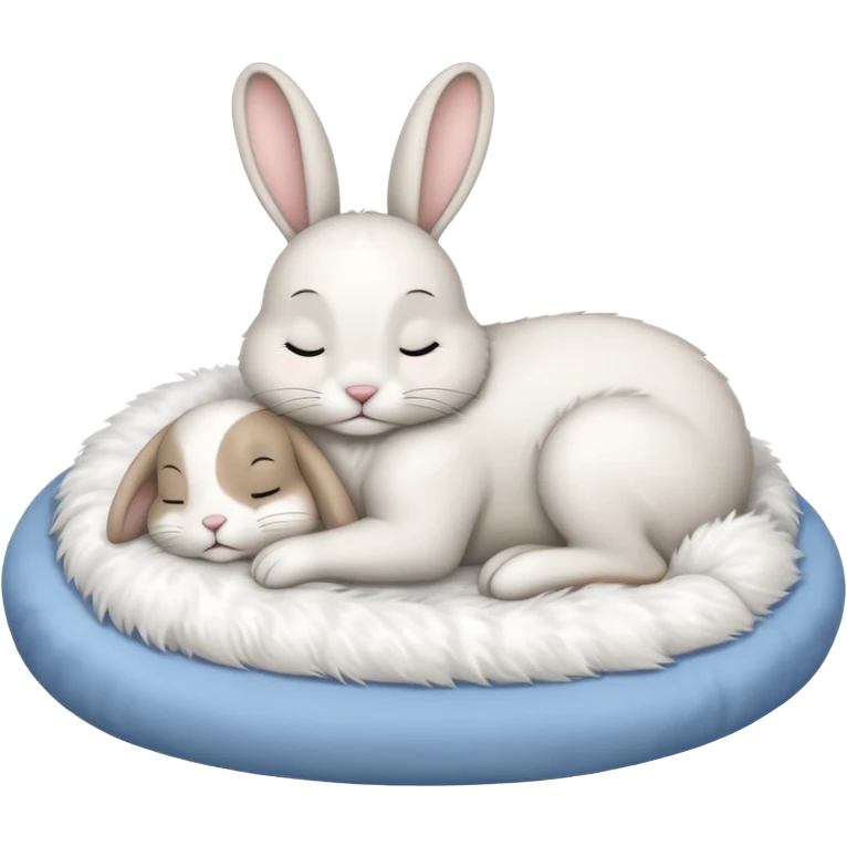 cartoon rabbit sleeping soundly in a big bed by itself with its eyes closed emoji