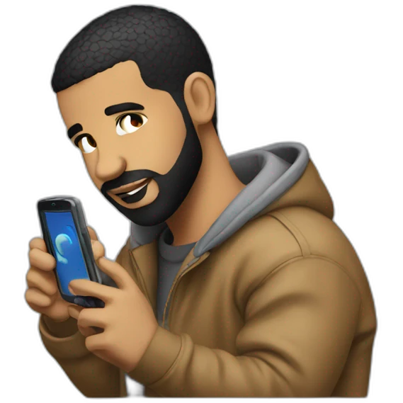 drake with cellphone emoji