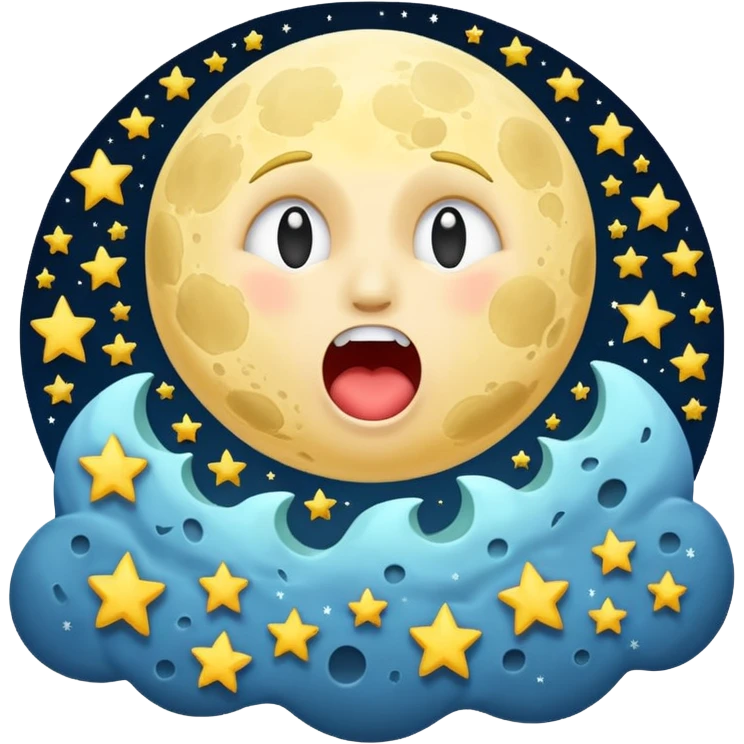 moon screaming silently while stars scatter emoji