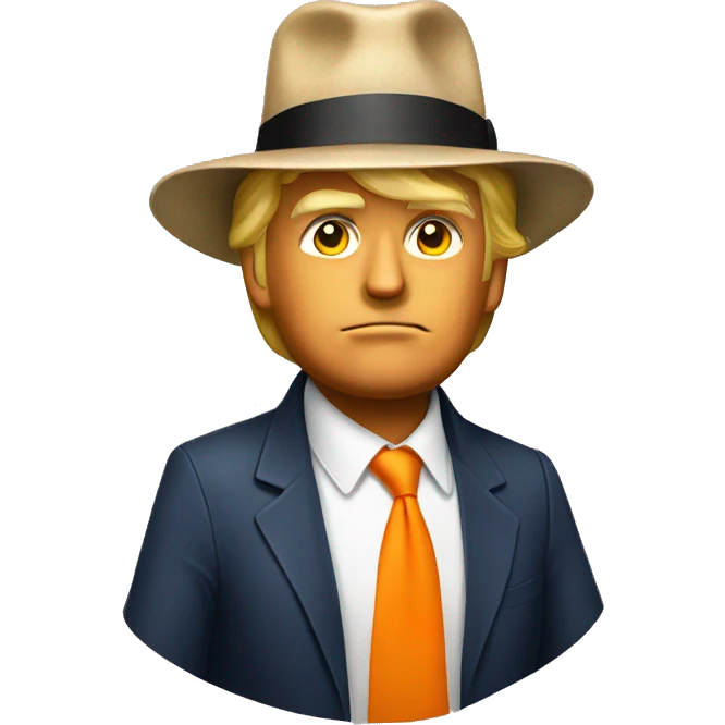 Donald Trump with a fedora and a orange suit emoji