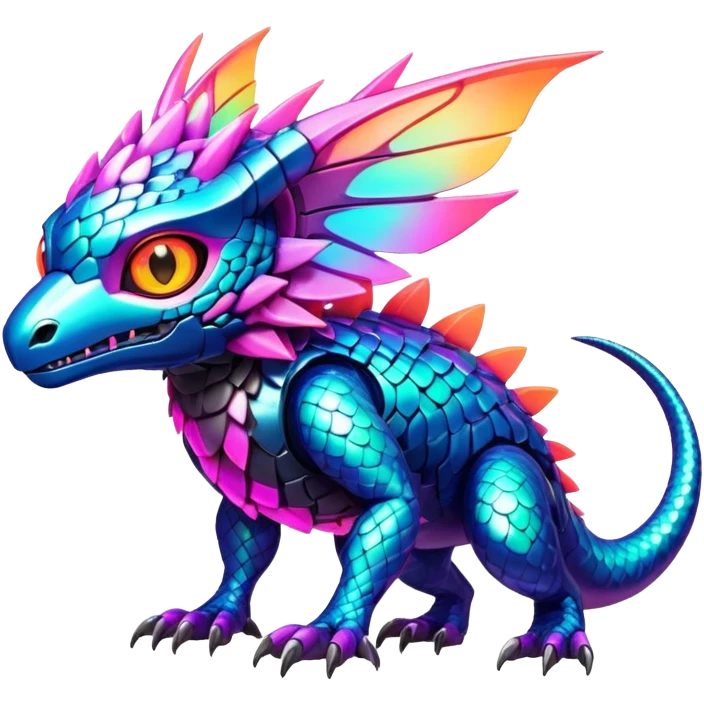Tropical futuristic lush warm-colored modern colorful neon-colored cyber-Fakémon-Digimon-Trico-creature emoji