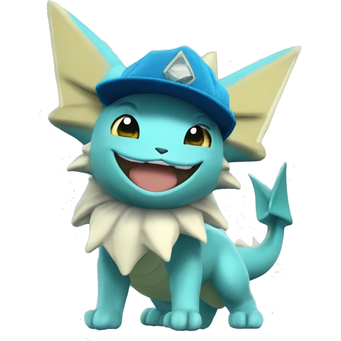 Vaporeon Pokémon wearing hat 3D emoji