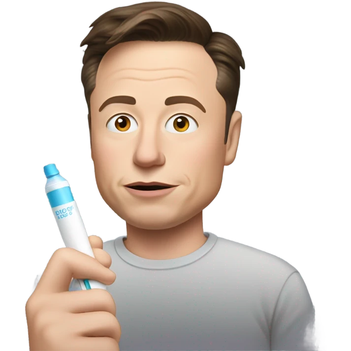 Elon musk holding Pregnancy test while blushing  emoji
