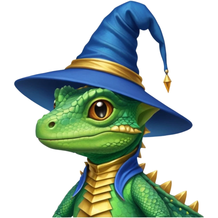 Lizard wearing a wizard hat emoji