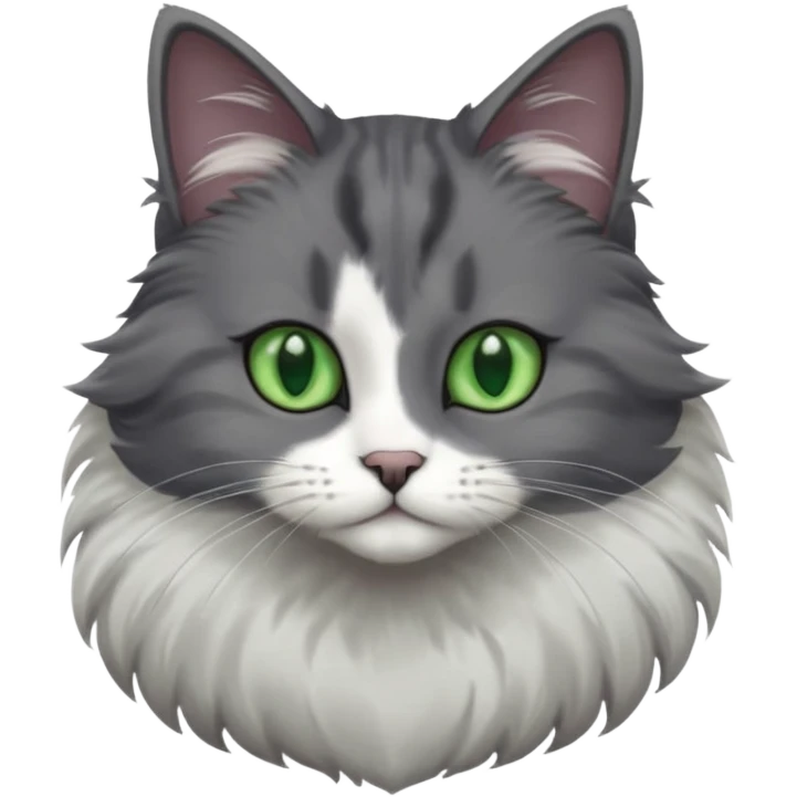 one dark grey and white cat and one completely solid dark grey cat with green eyes and only white paws emoji