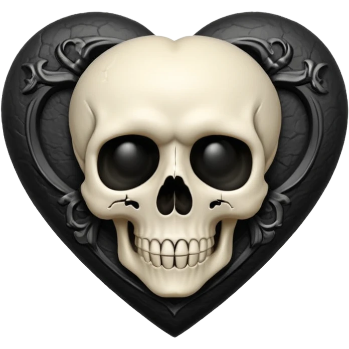 realistic gothic heart with a skull accent emoji