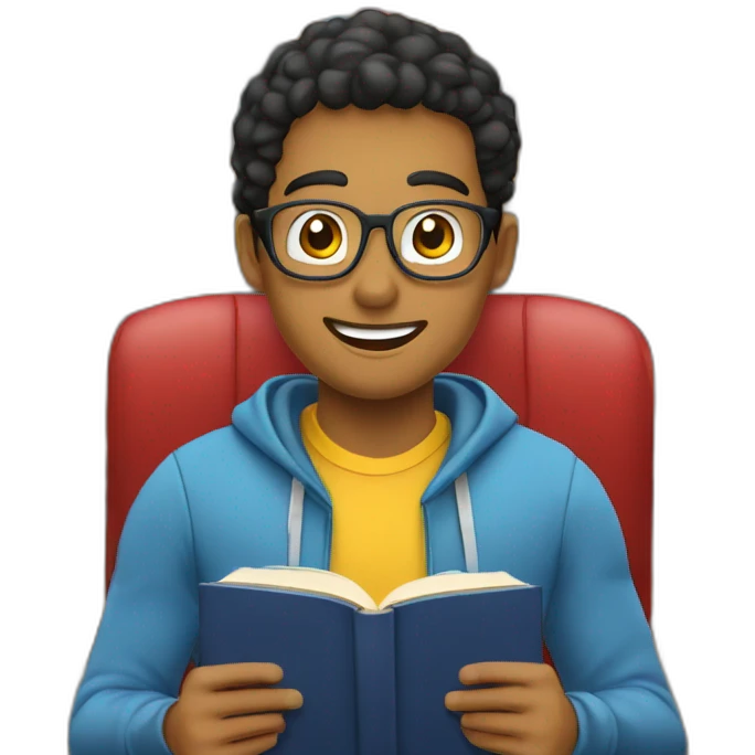 Estudiante con libro abierto mirando al techo emoji