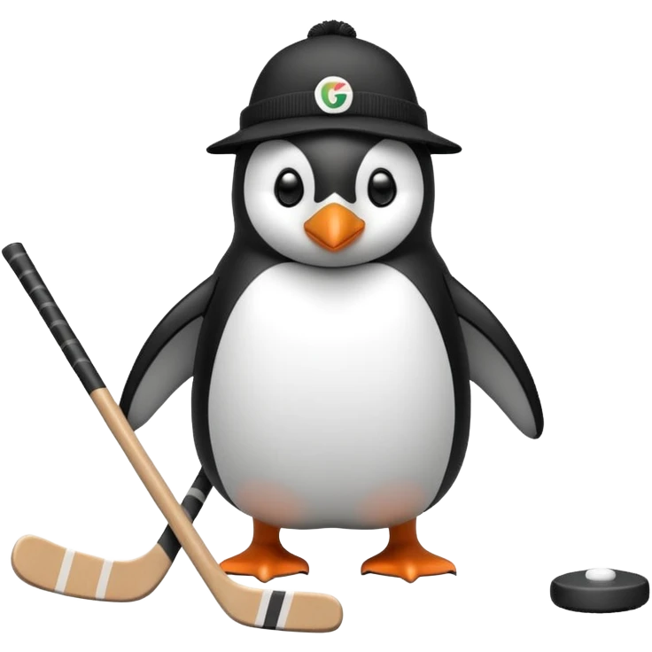penguin playing hockey wearing Guinness  emoji