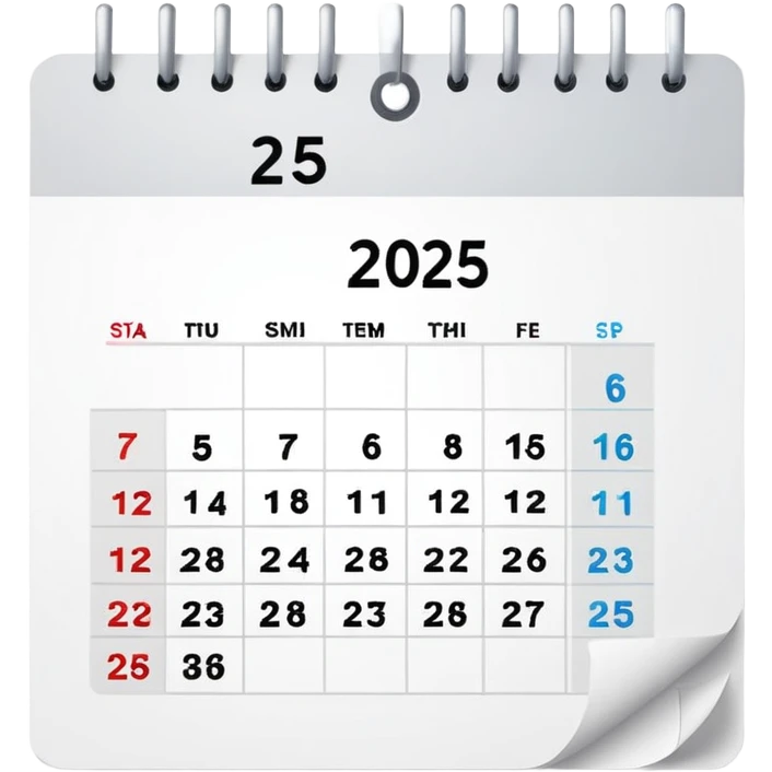  calendar with only 2025 written on it emoji