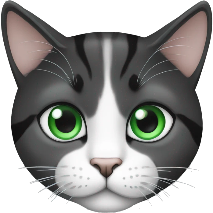big fat cat black and white with green eyes and a small white cat with blue eyes emoji