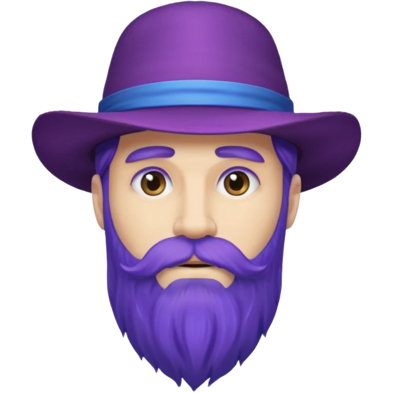 purple bearded, blue very long haired man with hat emoji