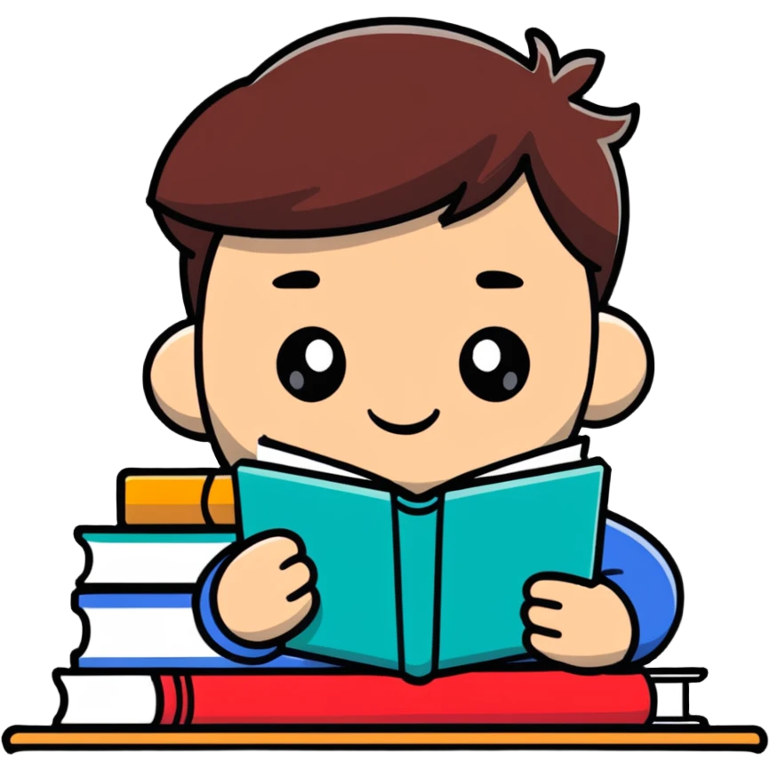 Student studying with books and coffee emoji