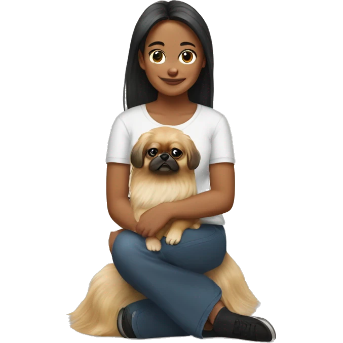 Women with Pekingese emoji