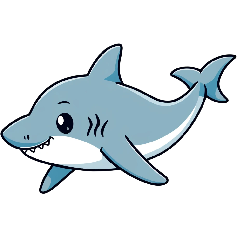 playful shark wearing Air Jordans on its fins and back fin emoji