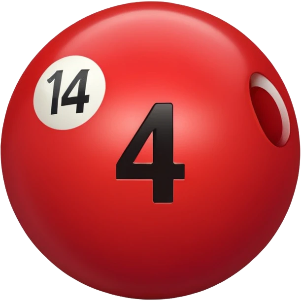 The number 14 on a red pool ball emoji