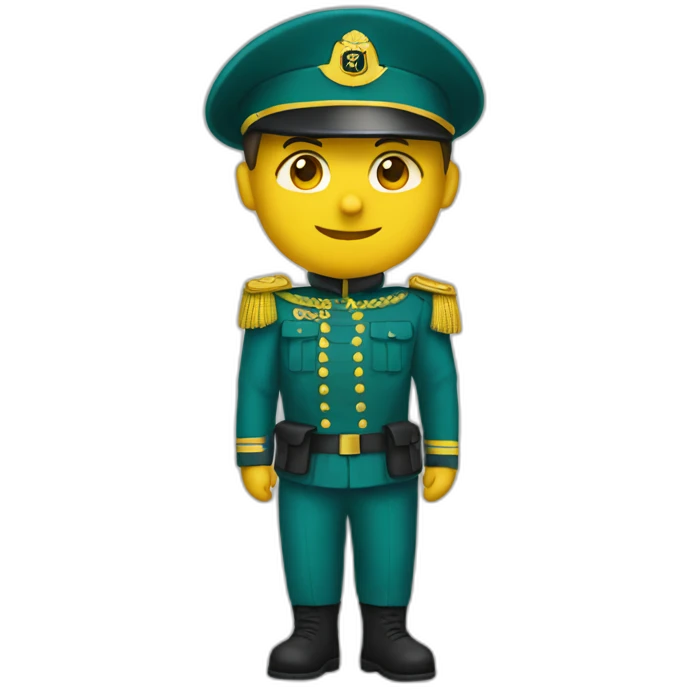 militar with a yellow helmet and teal clothes emoji