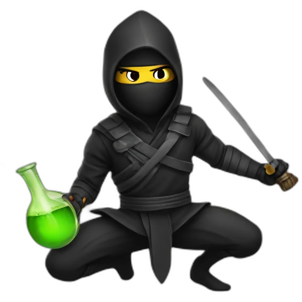 a black ninja making a potion emoji