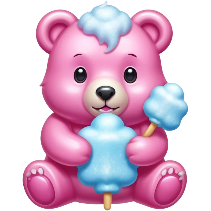 Bear-shaped glossy cotton candy with shiny, glazed appearance and glistening sugar crystals emoji
