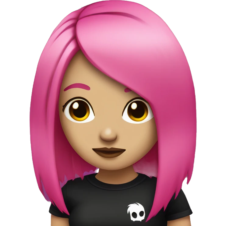 Emo girl with black and hot pink shoulder length hair emoji