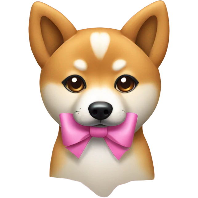 cute shiba dog with pink bow next to left ear  emoji