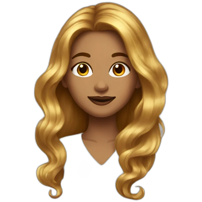 Woman high cheek light braun gold long voluminous hair emoji