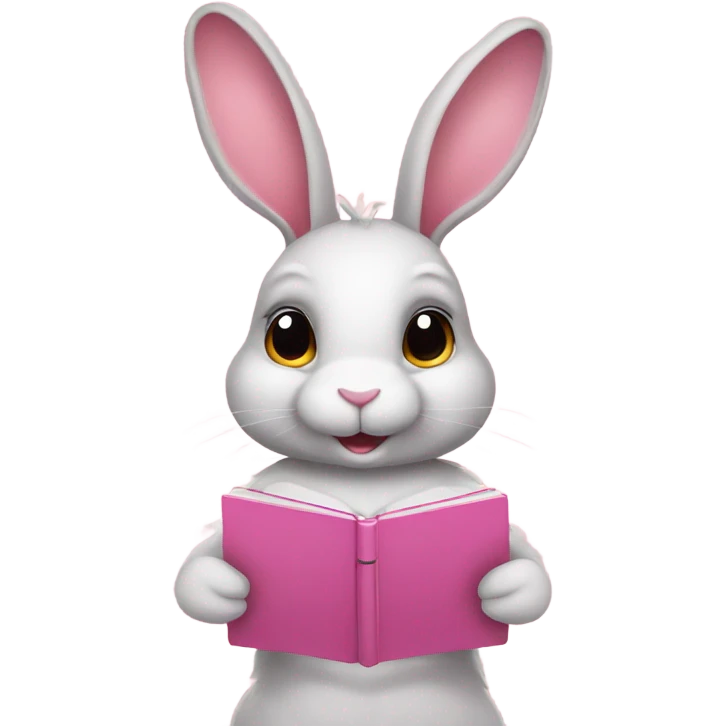 Bunny with pink bow and pink notebook emoji