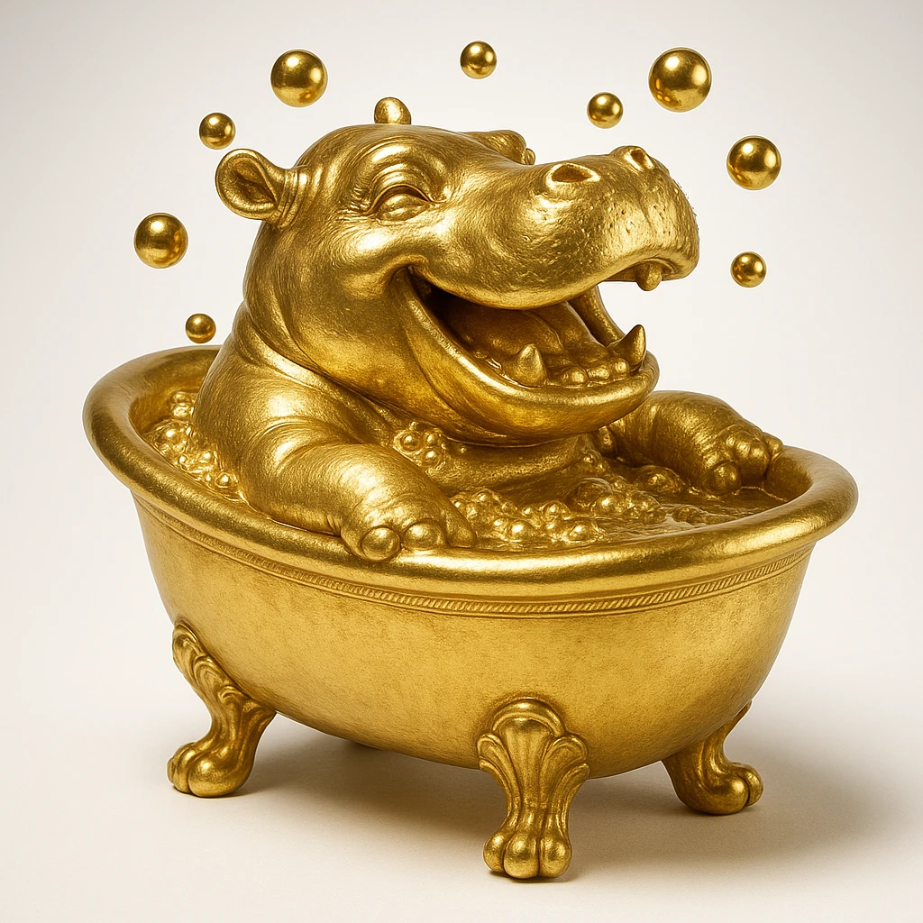 happy hippo with bubbles in bathtub emoji