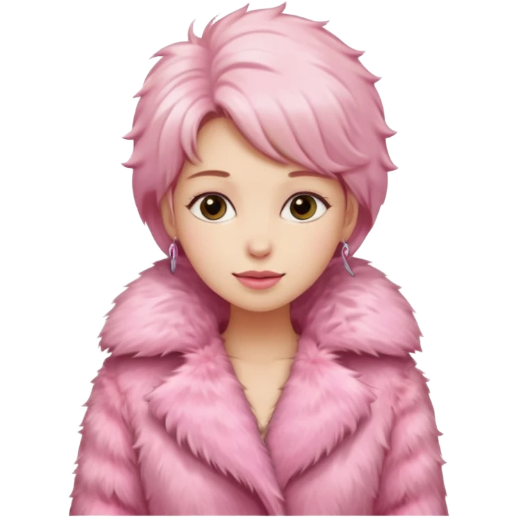 Pink fur coat female emoji