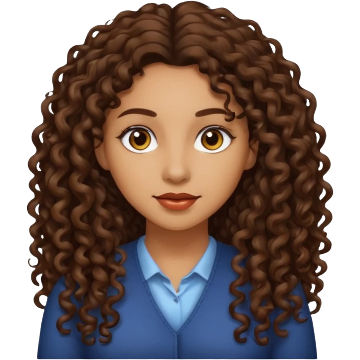 woman light brown skin long dark curly hair emoji