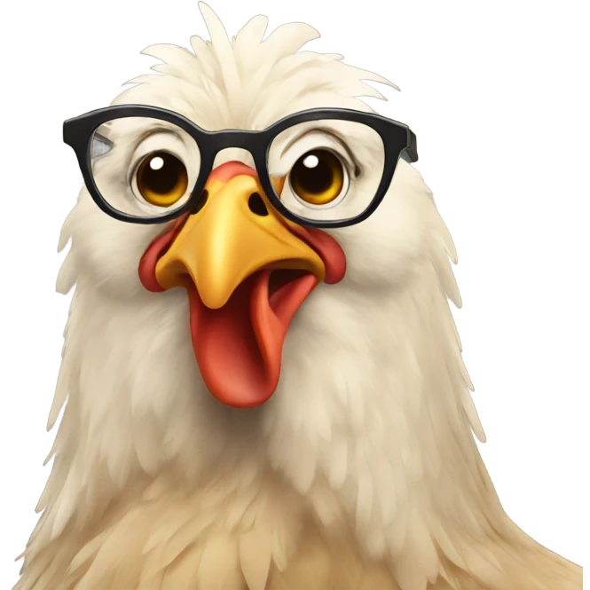 Chicken wearing glasses emoji