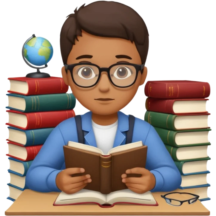 student working with books emoji