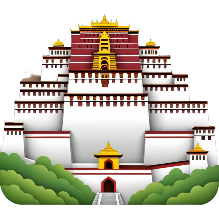 Potala Palace super simplified cute emoji style with bold outlines bright colors cartoon Tibetan building emoji